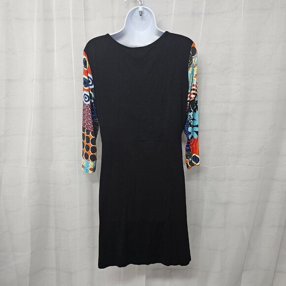 Papillon Black Blue Mini Dress Patchwork Retro Y2K Artsy Club XL - Picture 7 of 11